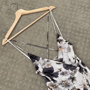 Romantic Gray Floral Maxi Dress